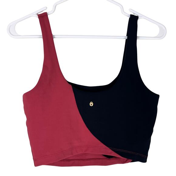 Spiritual Gangster Colorblock Longline Bra Crop Top Small Black Red Activewear - Picture 3 of 5